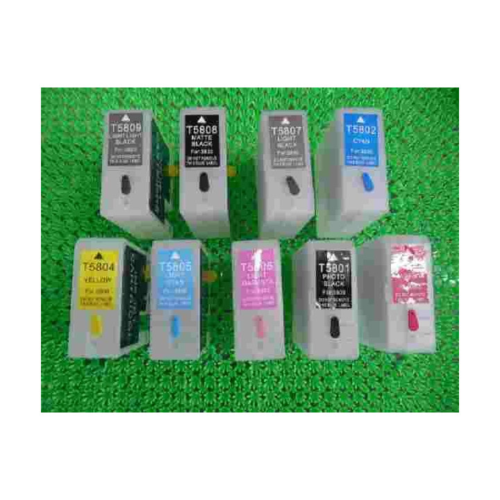 Pro3800/3880/3850: 9 cartouches rechargeables sans puce pour Epson 