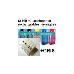 Pack PGI520/521 encres + 6 cartouches rechargeables avec puces autoreset 