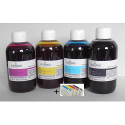 T0711 to 714: set of 4 empty cartridges with auto-reset chip + 4x100 ml ink
