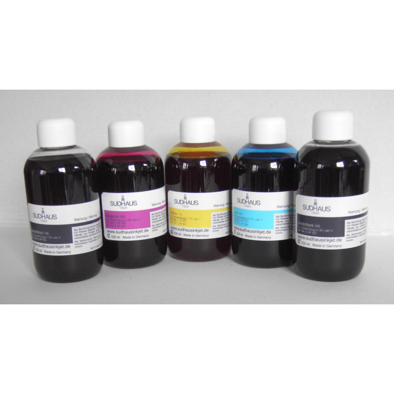 HP PREMIUM: 4X100 ml encre SUDHAUS avec noir pigmenté