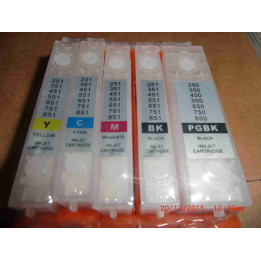 PGI550/CLI551: Kit de 5 cartouches vides rechargeables avec PUCEs autoreset