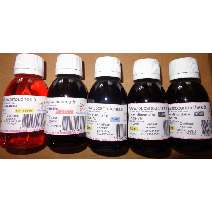 5x100 ml encre alimentaire pour Canon