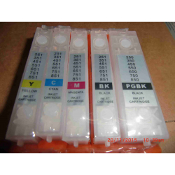 PGI580/CLI581XXL: 5 cartouches rechargeables avec puces permanentes autoreset  pour Canon