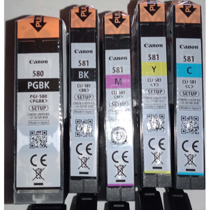 Cartouches d'encre Canon PGI580 CLI581 pack 5 pièces PIXMA