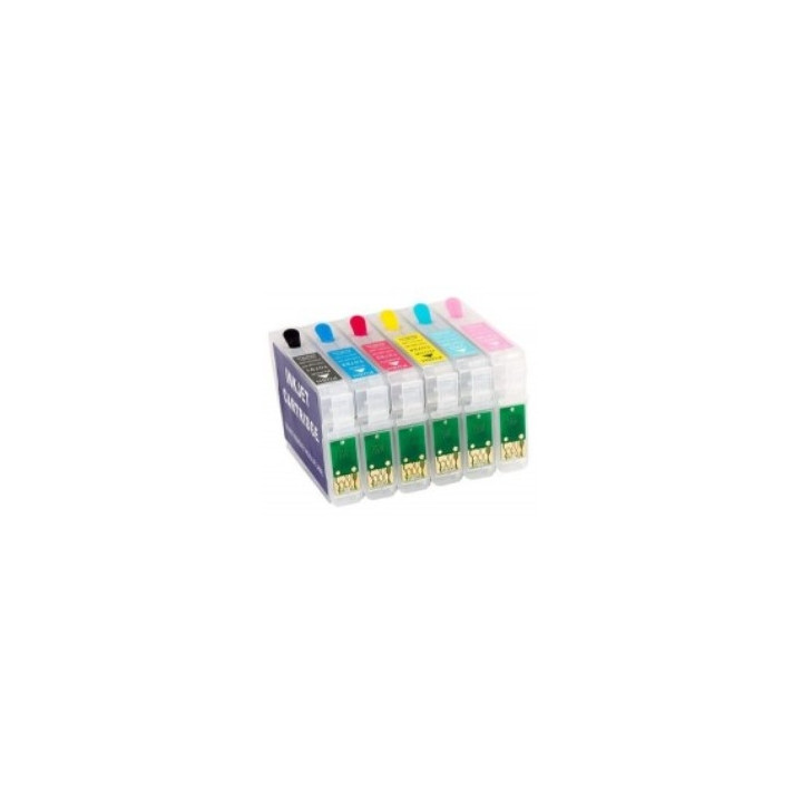 T0791 to 796: 6 reloadable ink cartridges with autoreset chips