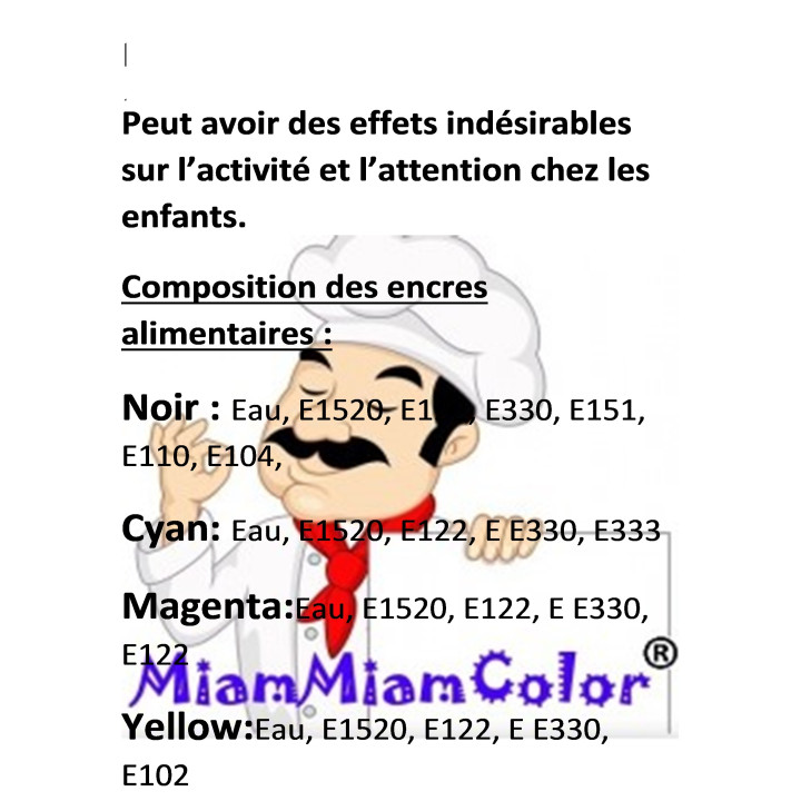 encre alimentaire 6x100 ml pour imprimantes HP