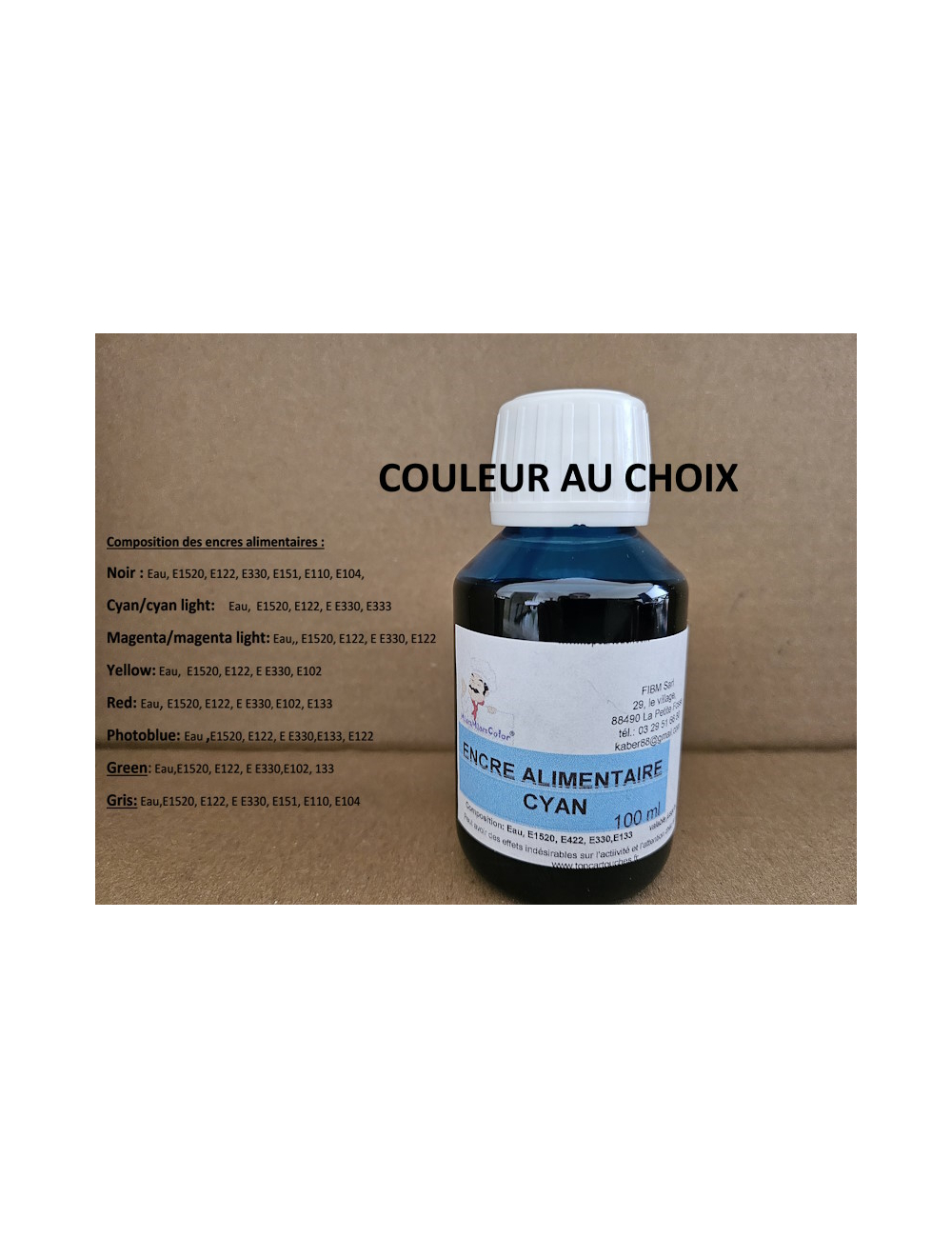 100ml encre alimentaire pour Canon couleur au choix