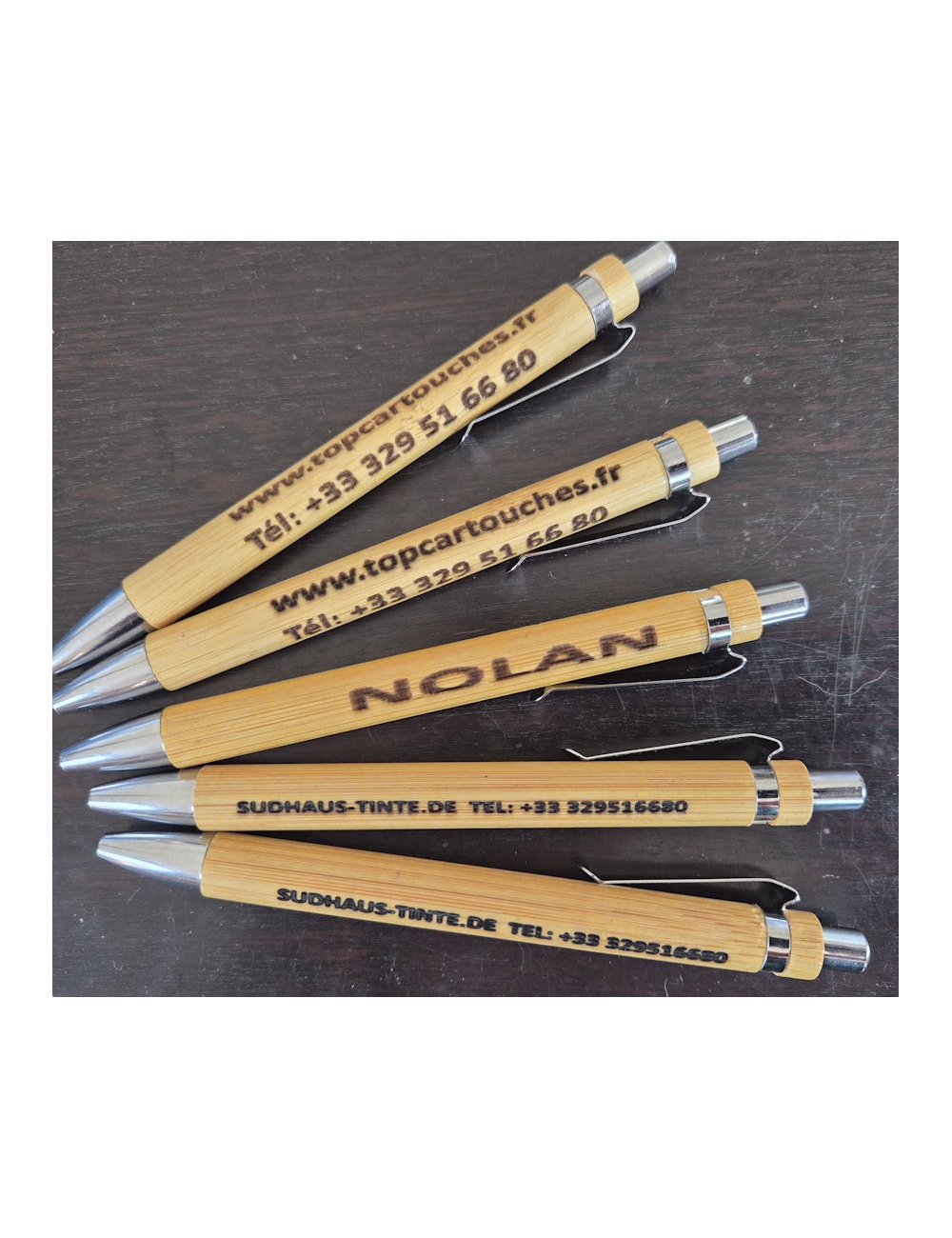 stylo en bois gravé personnalisé par1,10,25,50 ou 100