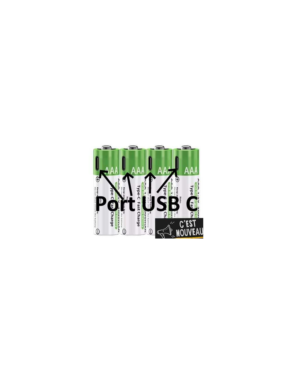 Piles AAA rechargeables par port USB C