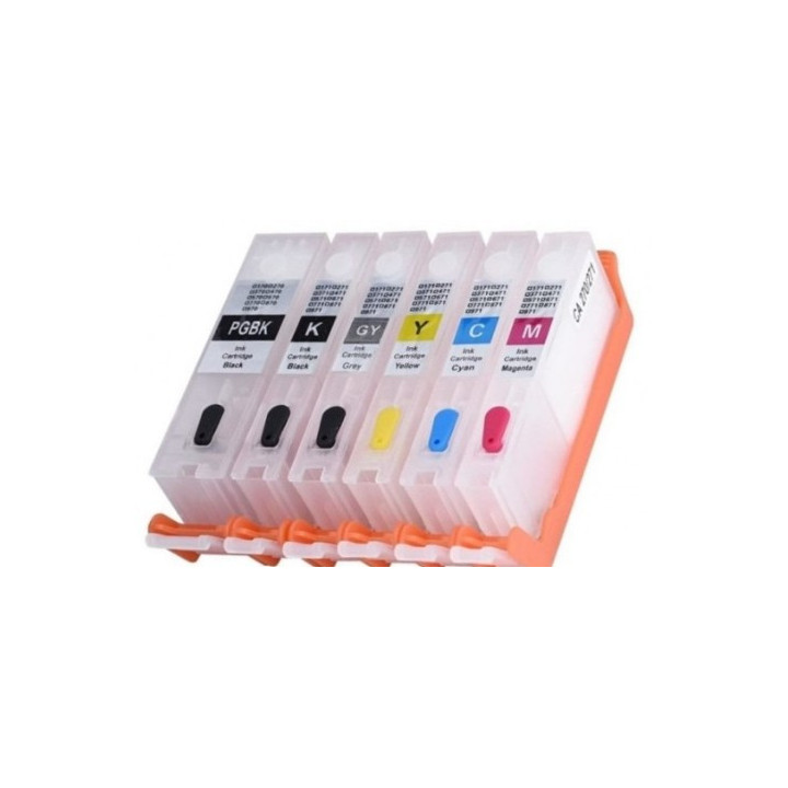 pgi550 cli551 kit de 6 cartouches vides rechargeables avec puces autoreset
