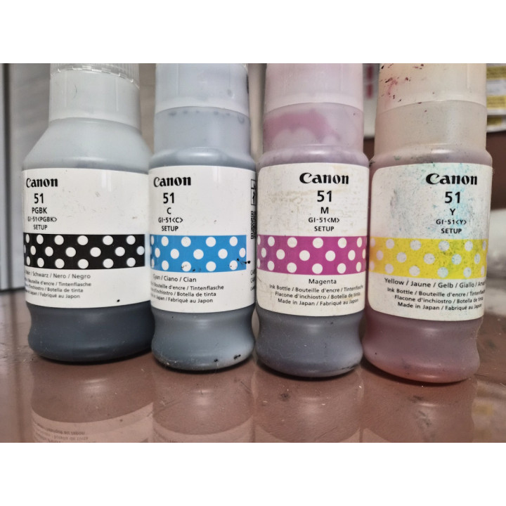 Encre Canon GI-51 PGBK d'origine PIXMA : kit recharge 4 flacons