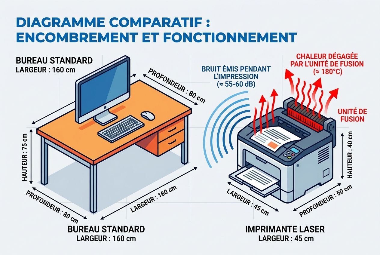 Encombrement et nuisances imprimante laser