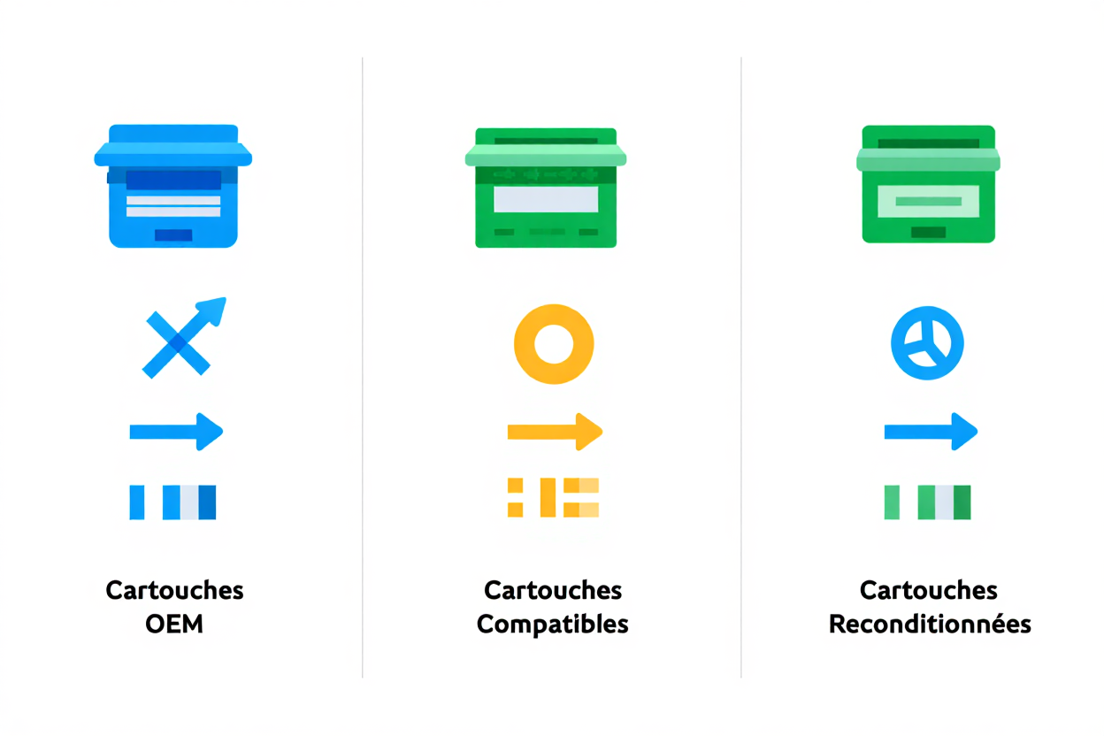 Comparaison cartouches OEM, compatibles et remanufacturées
