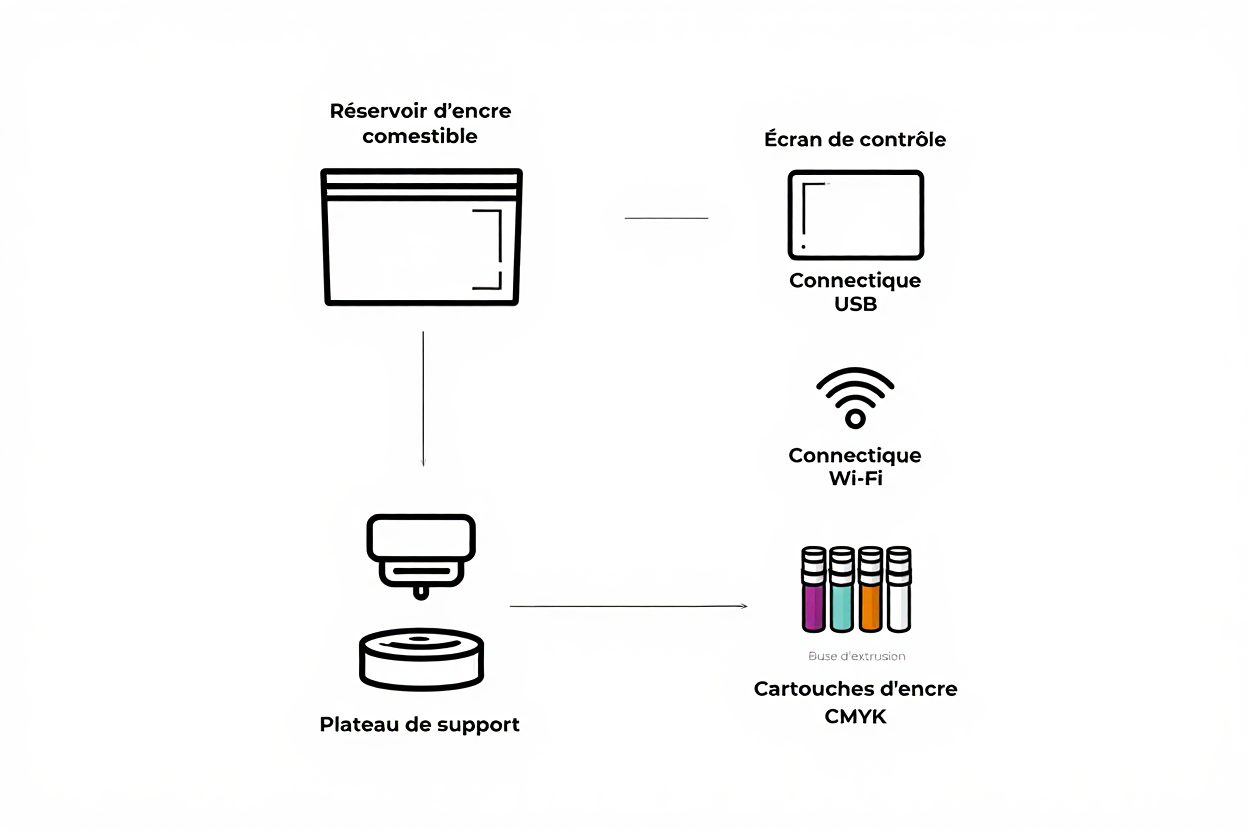 Composants d'une imprimante alimentaire