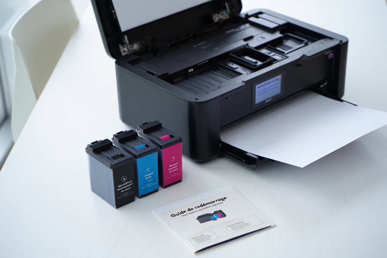 Procédure de réinitialisation et redémarrage d'une imprimante pour reconnaître les cartouches