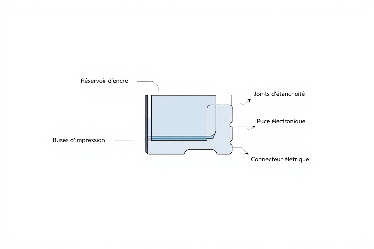 Structure interne d'une cartouche compatible